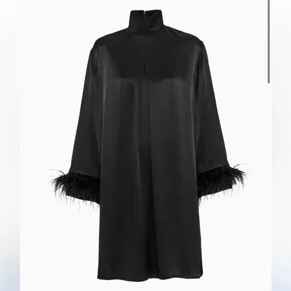 Sleeper Party Shirt Dress with Detachable  Ostrich Feather 100% NWT  $369 - Picture 8 of 11